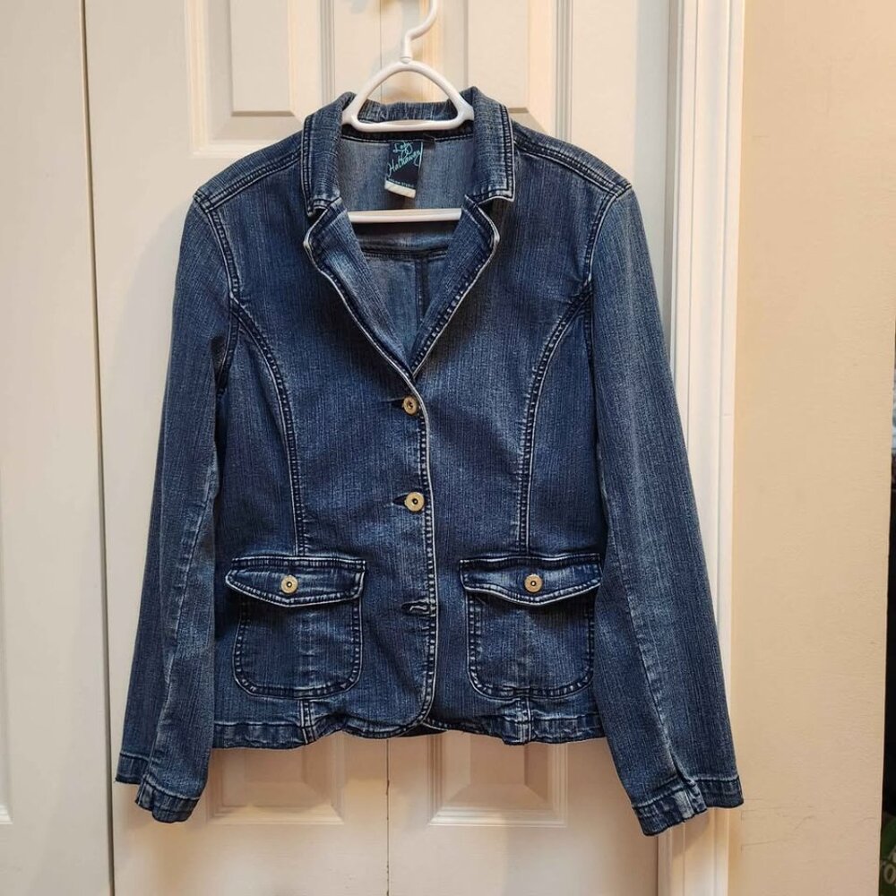 [M] Lady‎ Hathaway Denim Jean Jacket Womens Medium Pockets Blazer